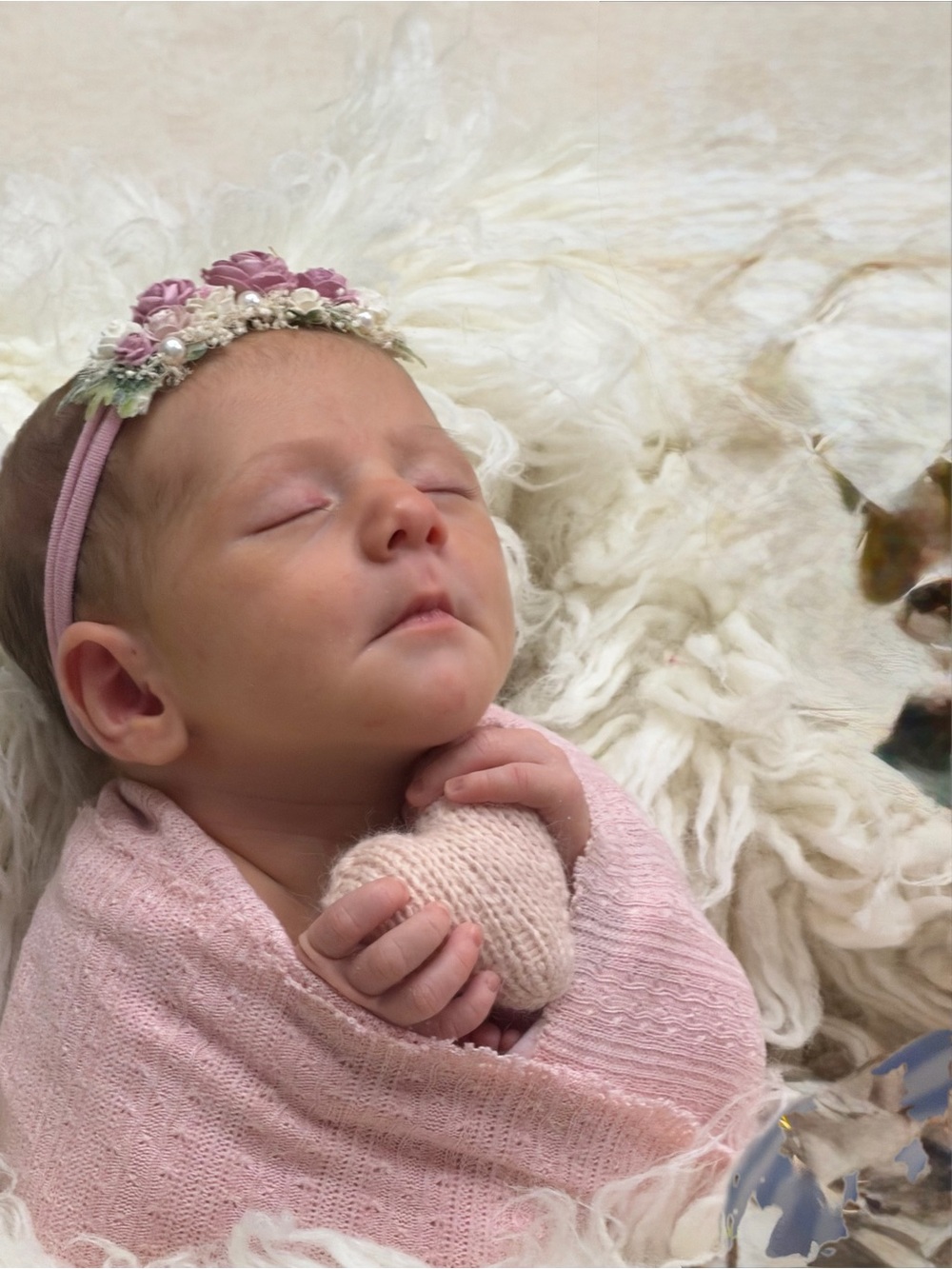Newborn Knit Swaddle & Headband Set in Blush Pink